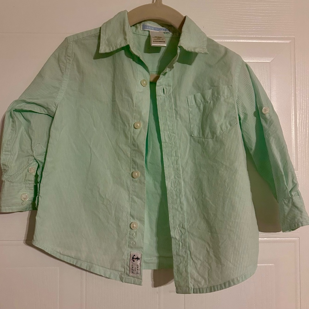 Janie and Jack Light Green Button Down Shirt
